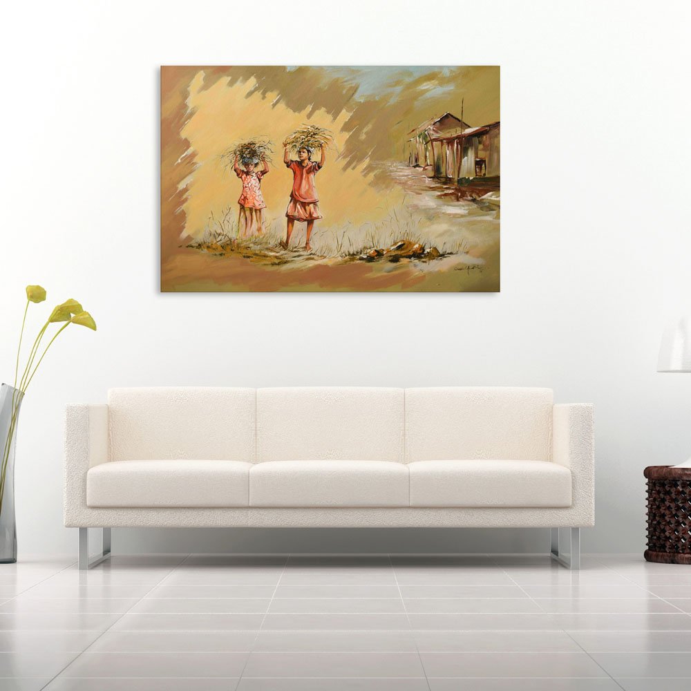inep-b07cln42j6-image-of-village-vibes-unframed-family-canvas_-tribal-art-party-(91x61cm)-showcasing-colorful-indian-village-scene.jpg